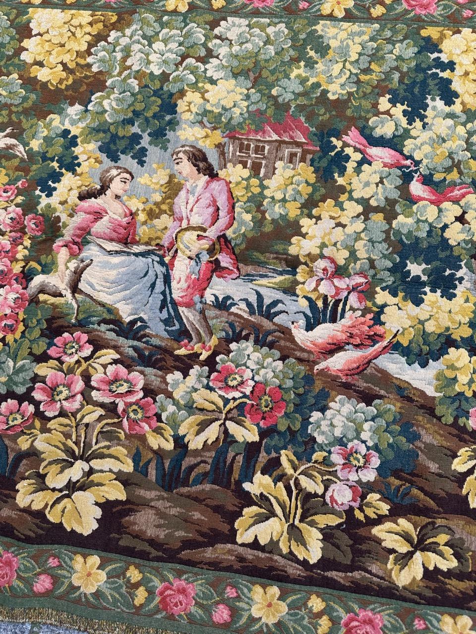 Schöner französischer Jacquard-Wandteppich im Aubusson-Stil im Vintage-Stil im Angebot 10