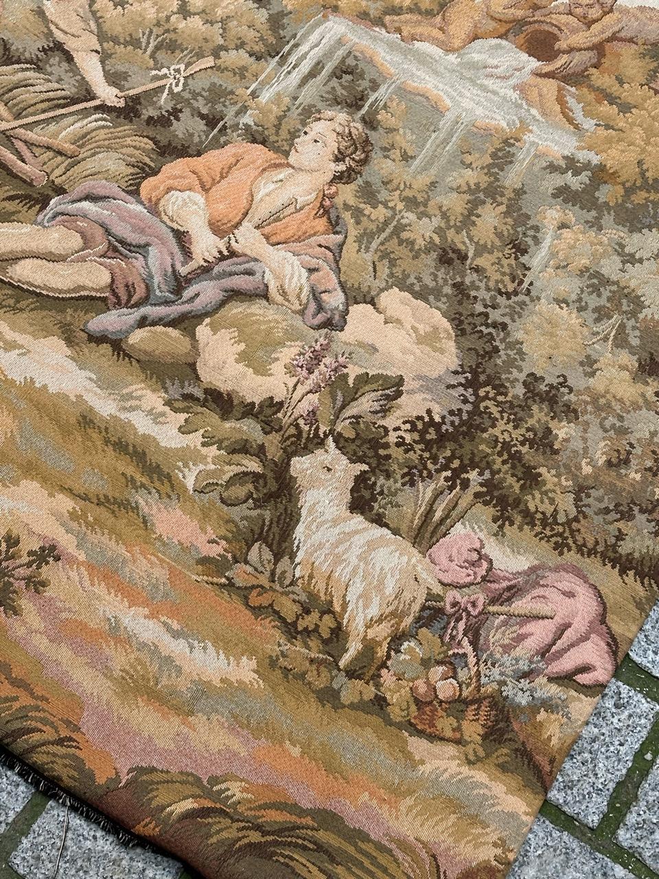 Schöner französischer Jacquard-Wandteppich im Aubusson-Stil, Vintage im Angebot 10
