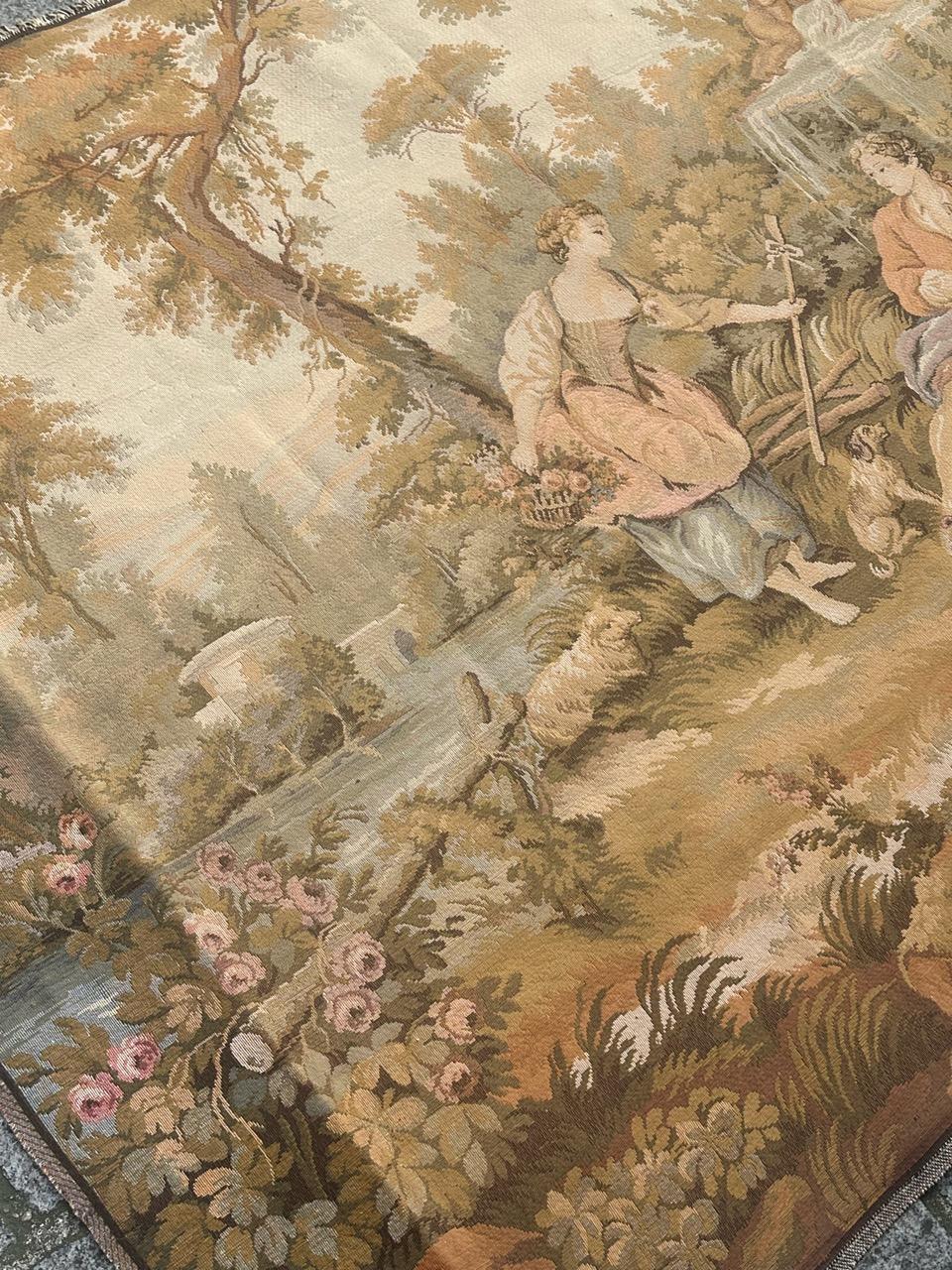 Pretty Vintage Französischer Jacquard-Wandteppich im Aubusson-Stil im Angebot 11