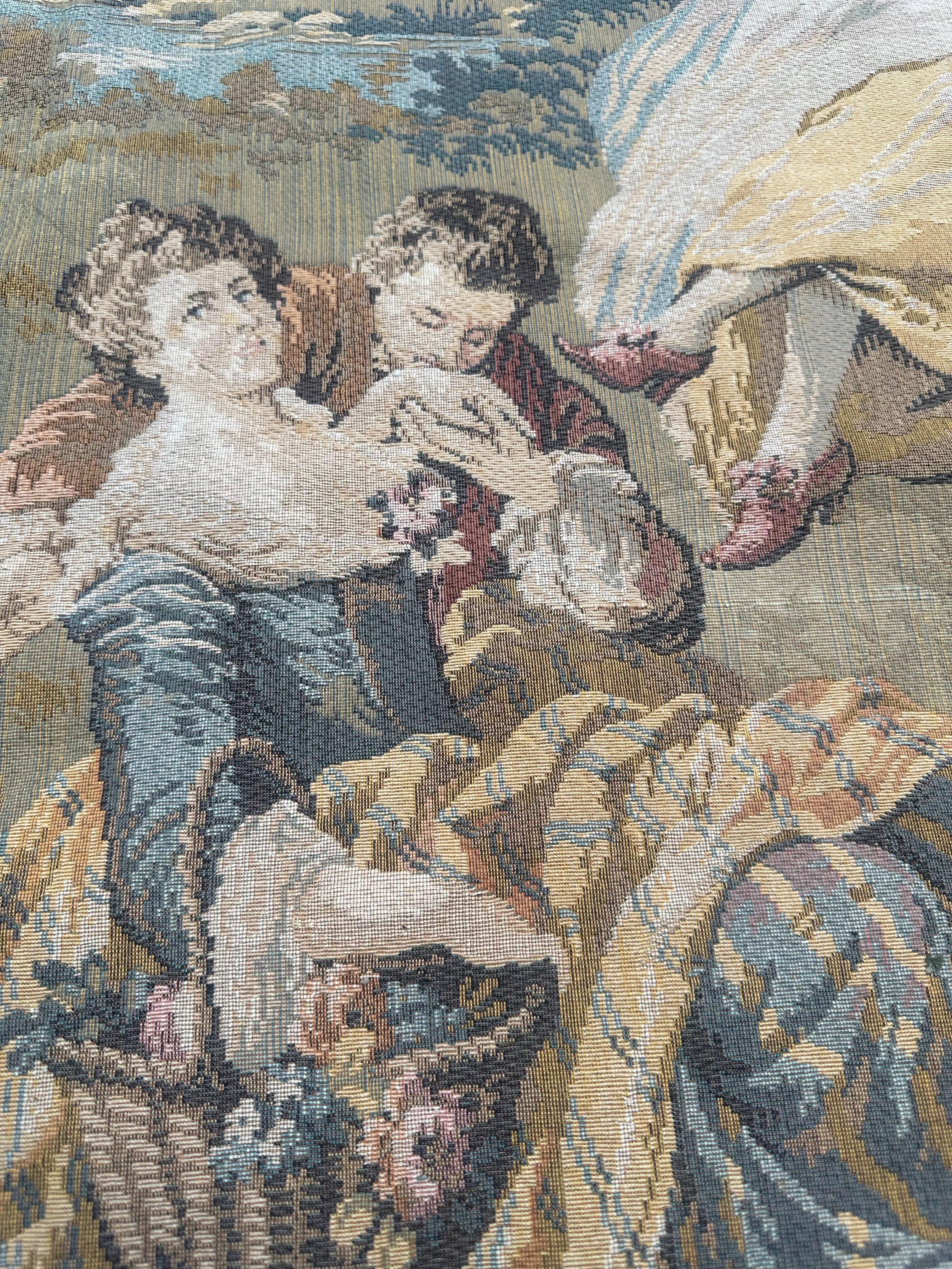 Schöner französischer Jacquard-Wandteppich im Aubusson-Stil, Vintage im Angebot 10