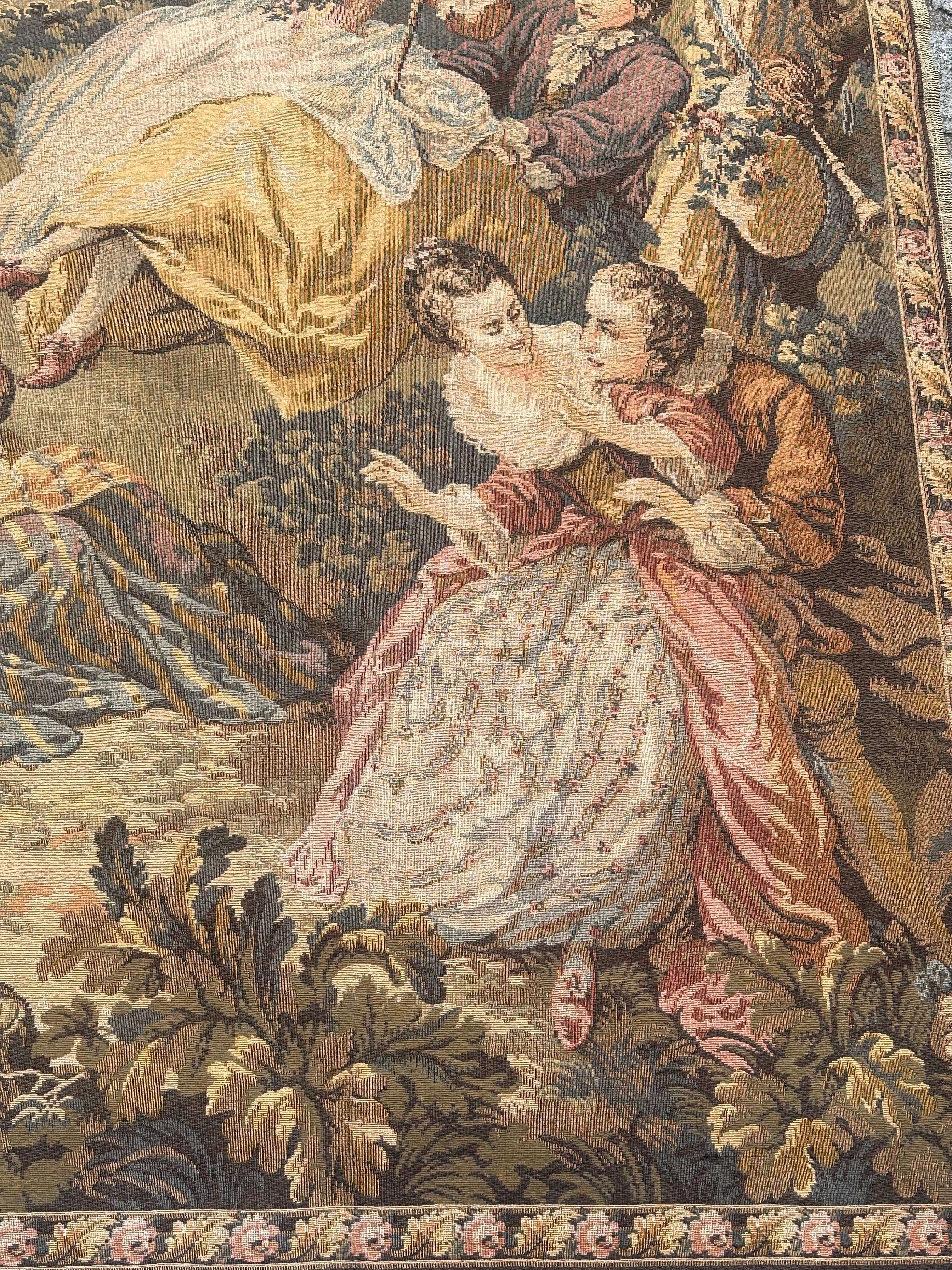 Schöner französischer Jacquard-Wandteppich im Aubusson-Stil, Vintage im Angebot 11