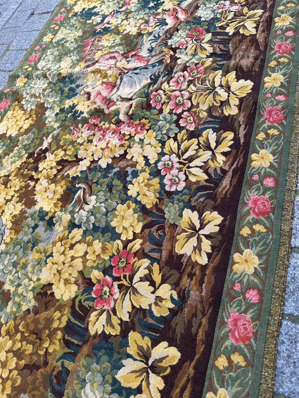 Schöner französischer Jacquard-Wandteppich im Aubusson-Stil im Vintage-Stil im Angebot 12