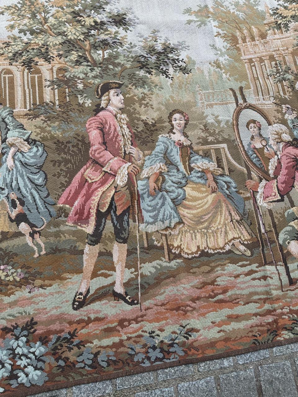 Schöner französischer Jacquard-Wandteppich im Aubusson-Stil, Vintage im Angebot 12