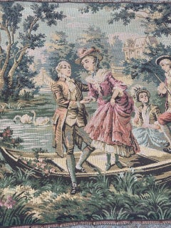 pretty vintage French Aubusson style Jacquard tapestry