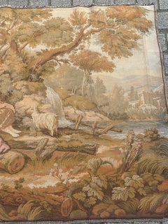 Grazioso arazzo jacquard francese vintage in stile Aubusson