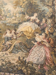 Pretty vintage French Aubusson style Jacquard Tapestry