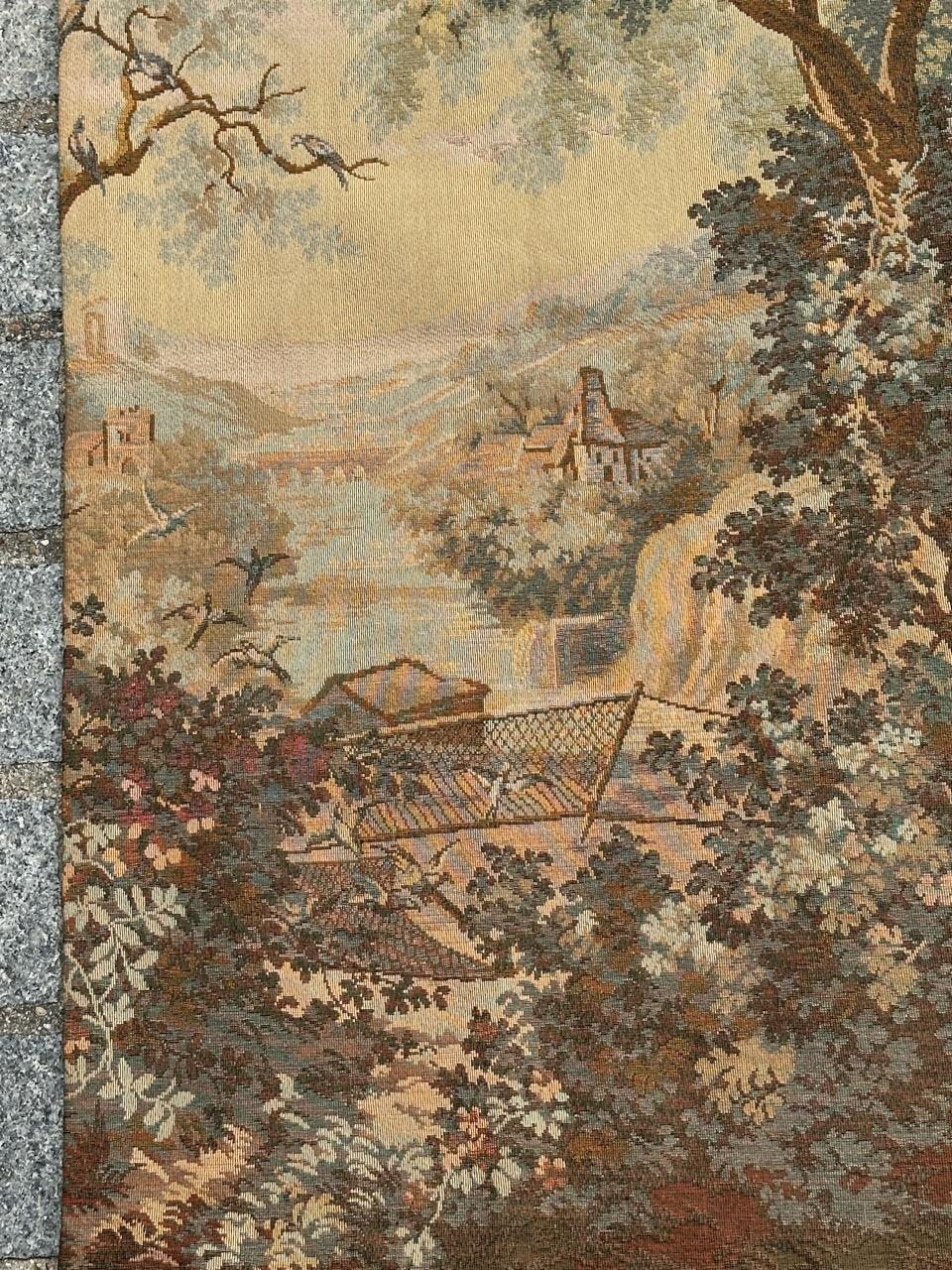 Grazioso arazzo jacquard francese d'epoca in stile Aubusson in vendita 13