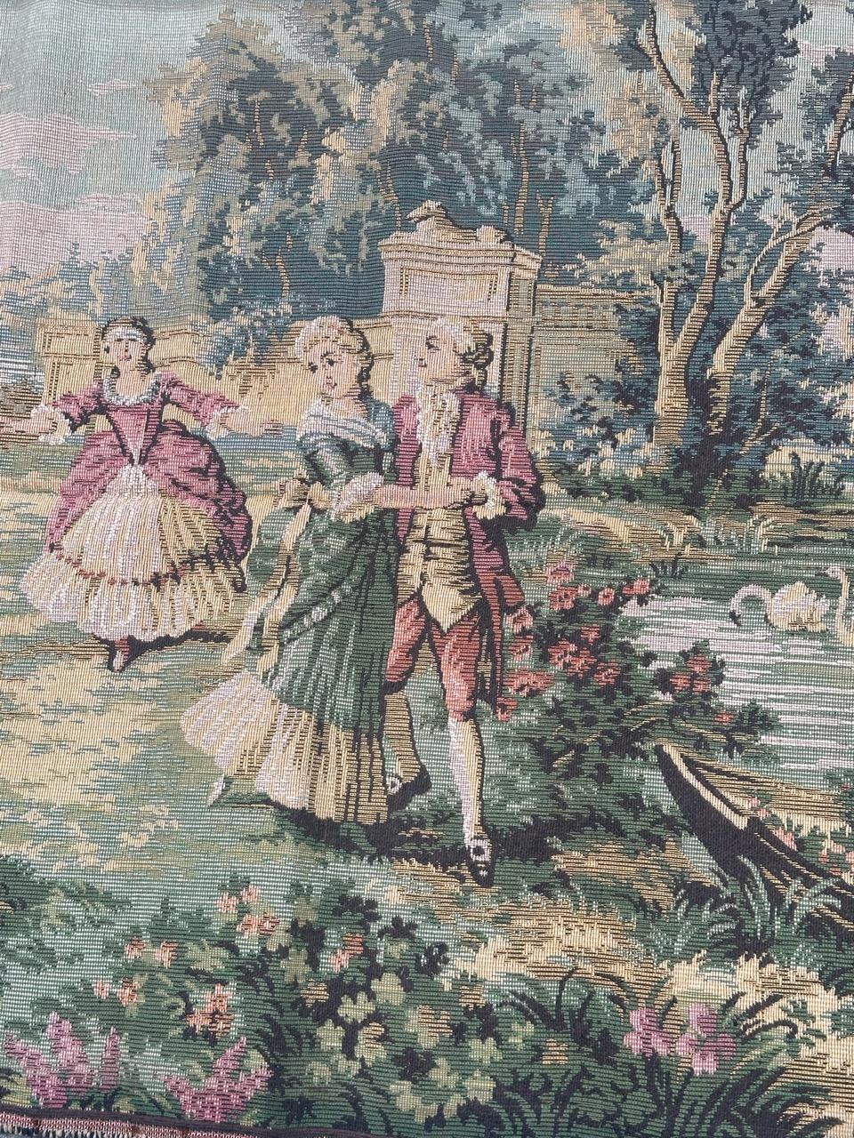 Französischer Jacquard-Wandteppich im Aubusson-Stil im Vintage-Stil (Maschinell gefertigt) im Angebot