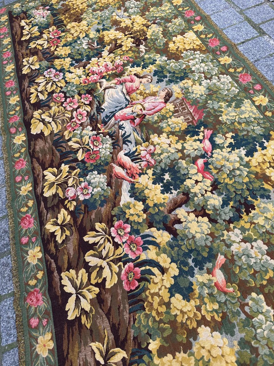Schöner französischer Jacquard-Wandteppich im Aubusson-Stil im Vintage-Stil (Französisch) im Angebot