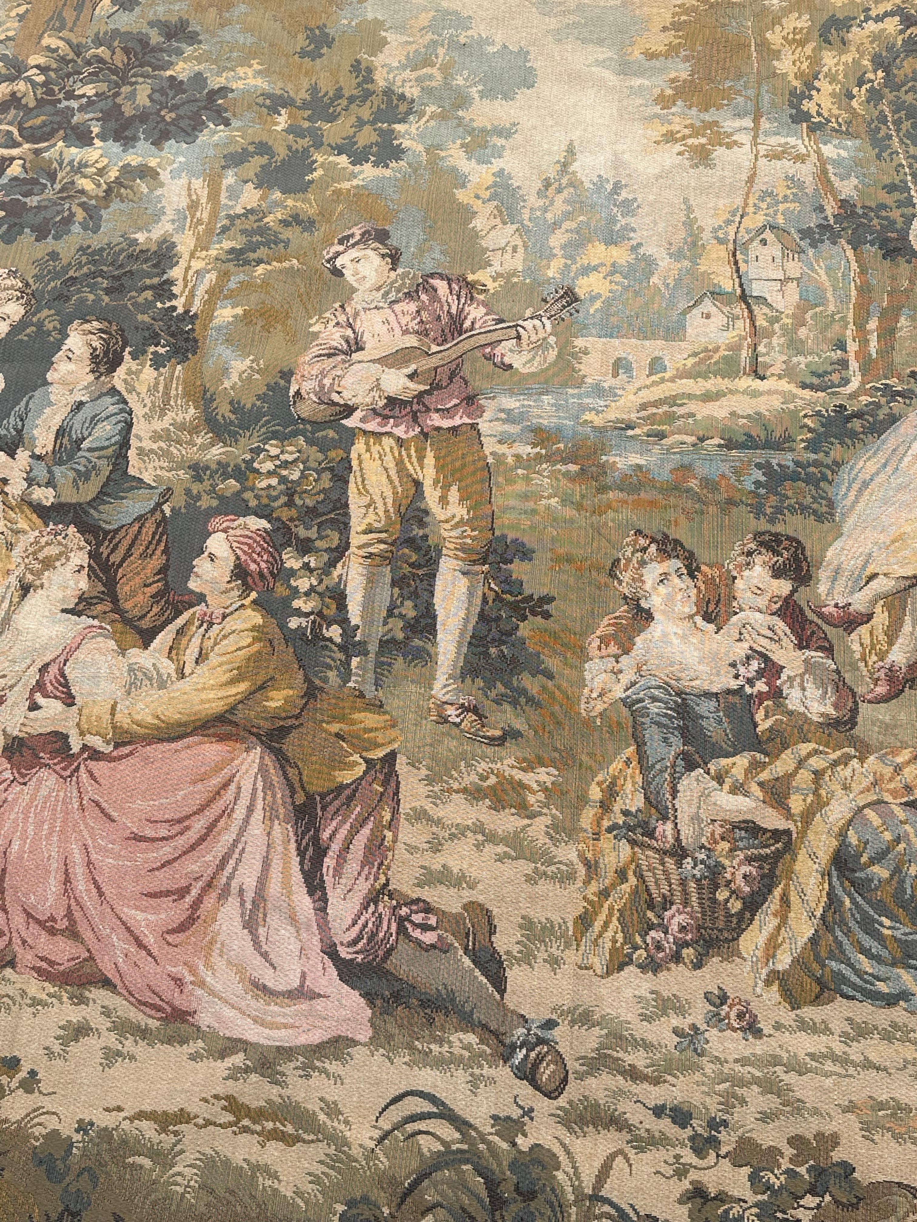 Schöner französischer Jacquard-Wandteppich im Aubusson-Stil, Vintage (Französisch) im Angebot