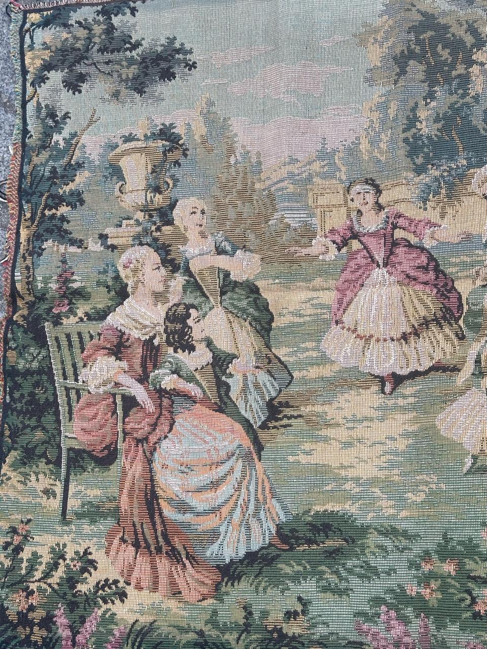 Französischer Jacquard-Wandteppich im Aubusson-Stil im Vintage-Stil im Zustand „Gut“ im Angebot in Saint Ouen, FR