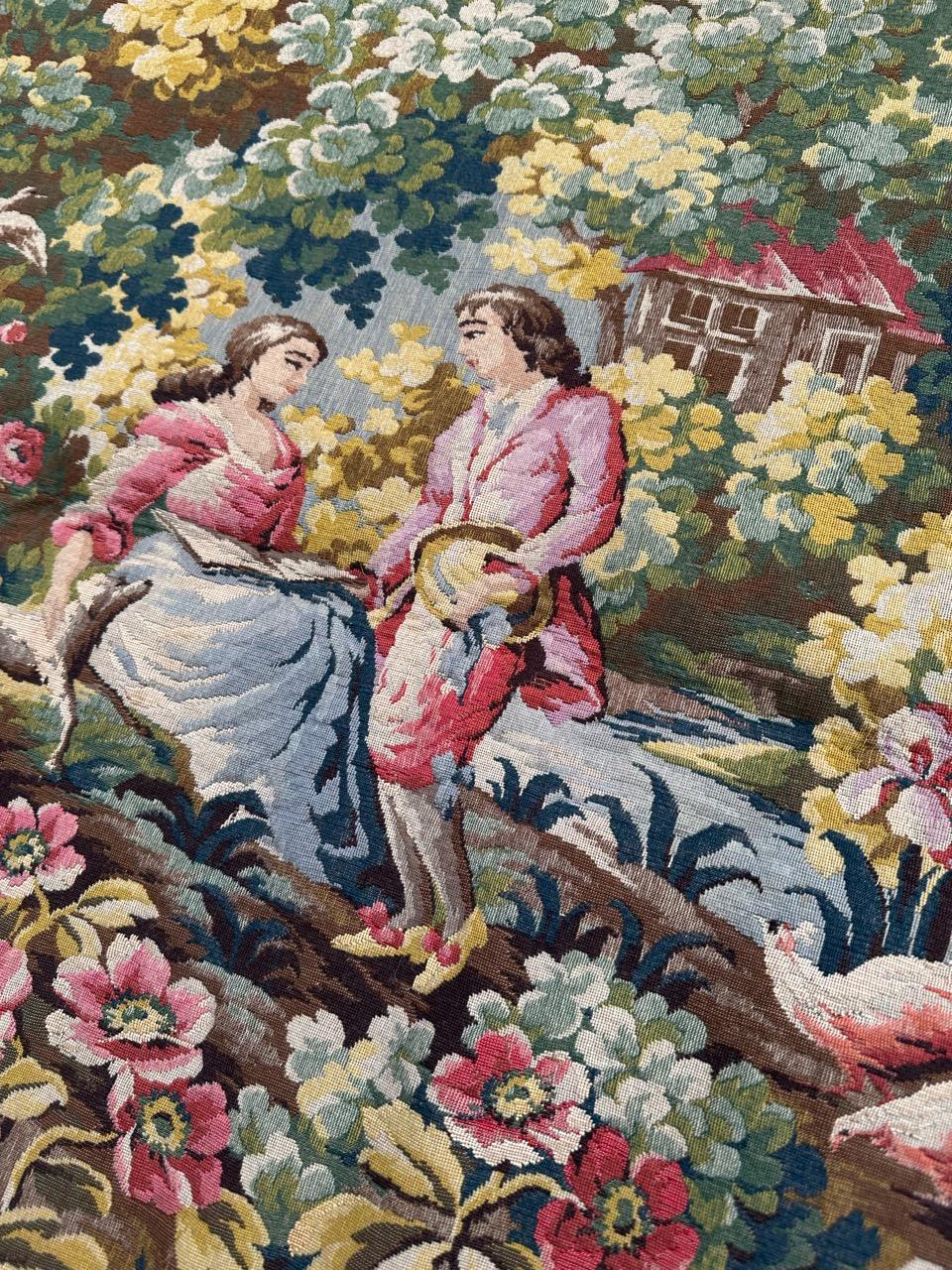 Schöner französischer Jacquard-Wandteppich im Aubusson-Stil im Vintage-Stil (Maschinell gefertigt) im Angebot