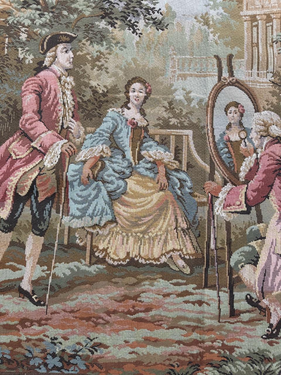 Schöner französischer Jacquard-Wandteppich im Aubusson-Stil, Vintage (Maschinell gefertigt) im Angebot