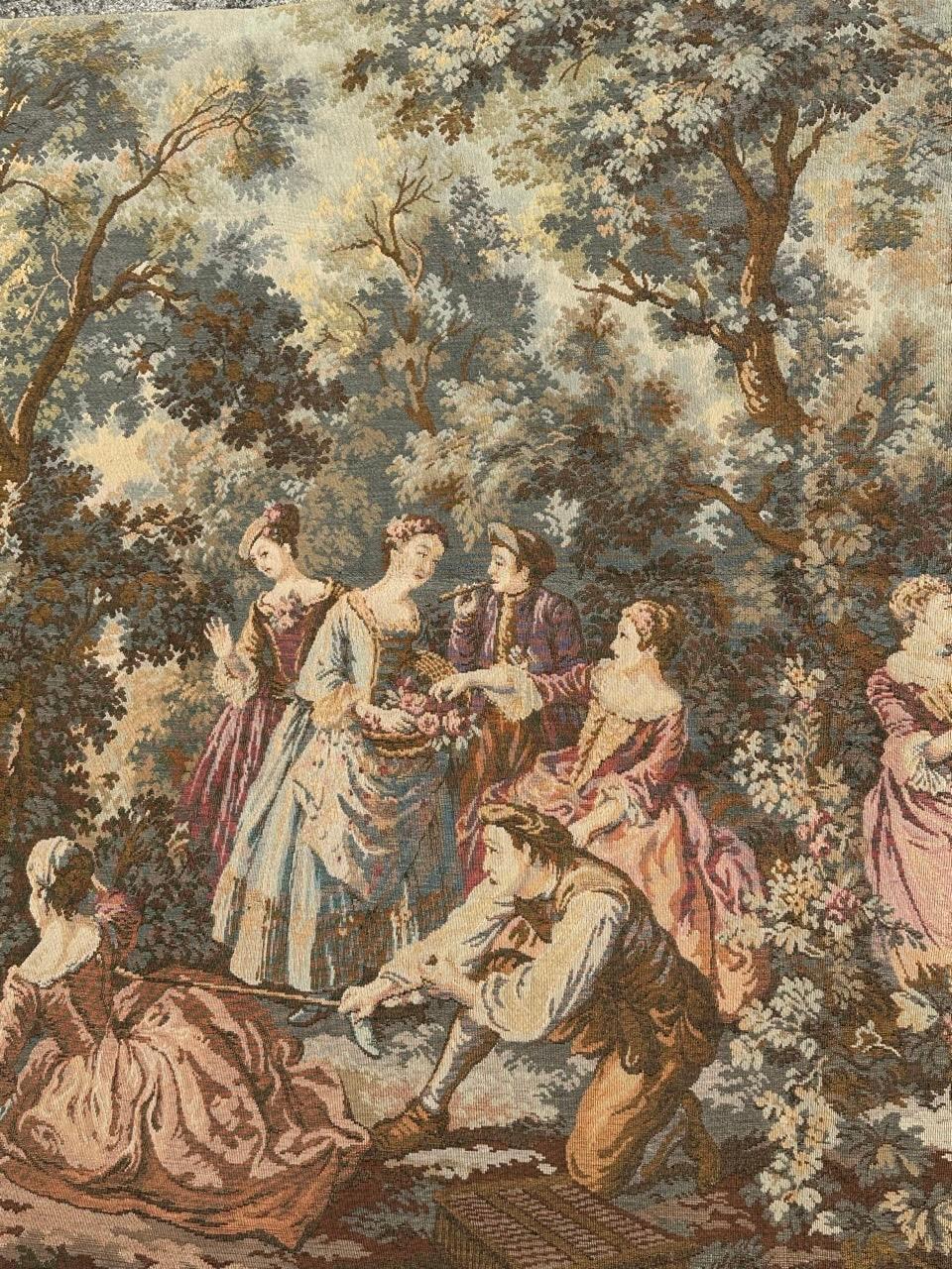 Fatto a macchina Grazioso arazzo jacquard francese d'epoca in stile Aubusson in vendita