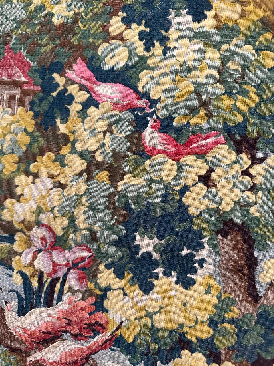 Schöner französischer Jacquard-Wandteppich im Aubusson-Stil im Vintage-Stil im Zustand „Gut“ im Angebot in Saint Ouen, FR
