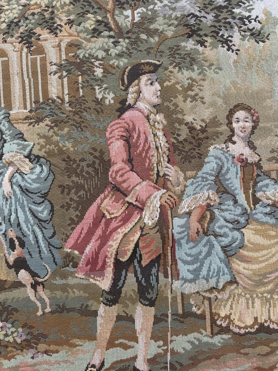 Schöner französischer Jacquard-Wandteppich im Aubusson-Stil, Vintage im Zustand „Gut“ im Angebot in Saint Ouen, FR