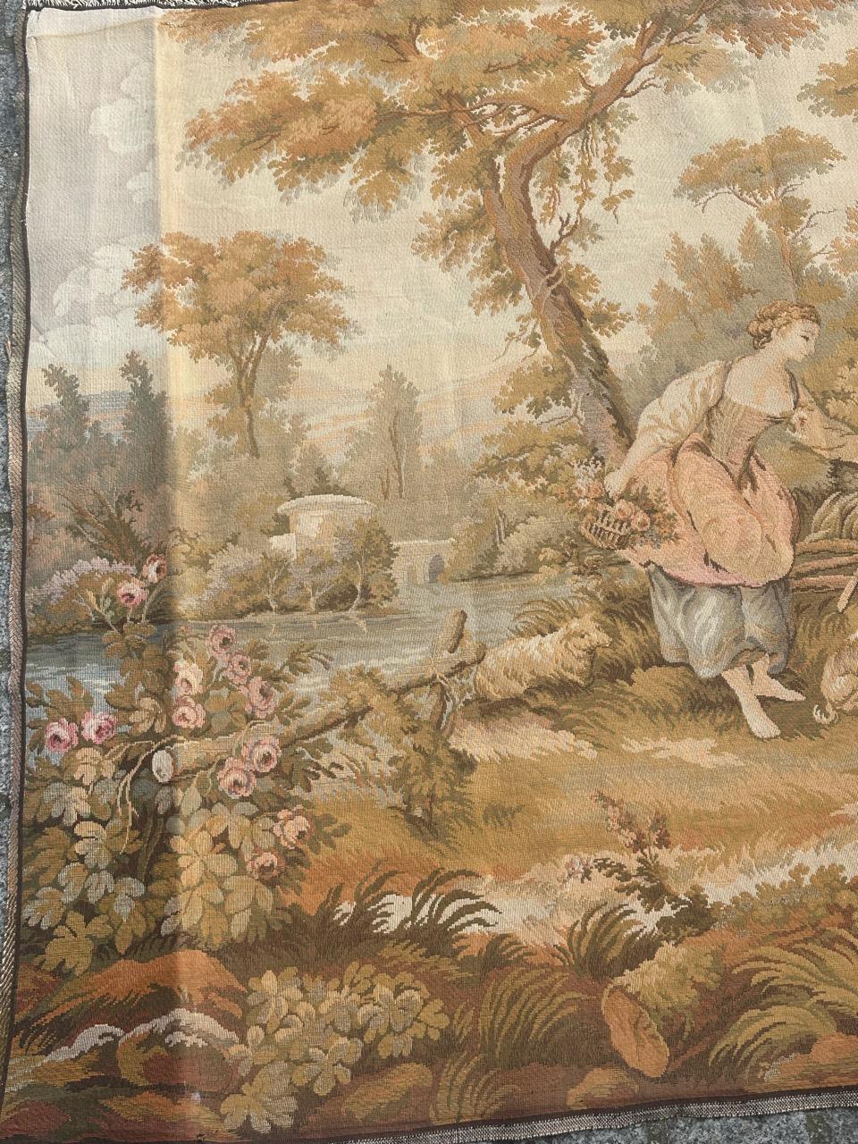 Pretty Vintage Französischer Jacquard-Wandteppich im Aubusson-Stil (20. Jahrhundert) im Angebot