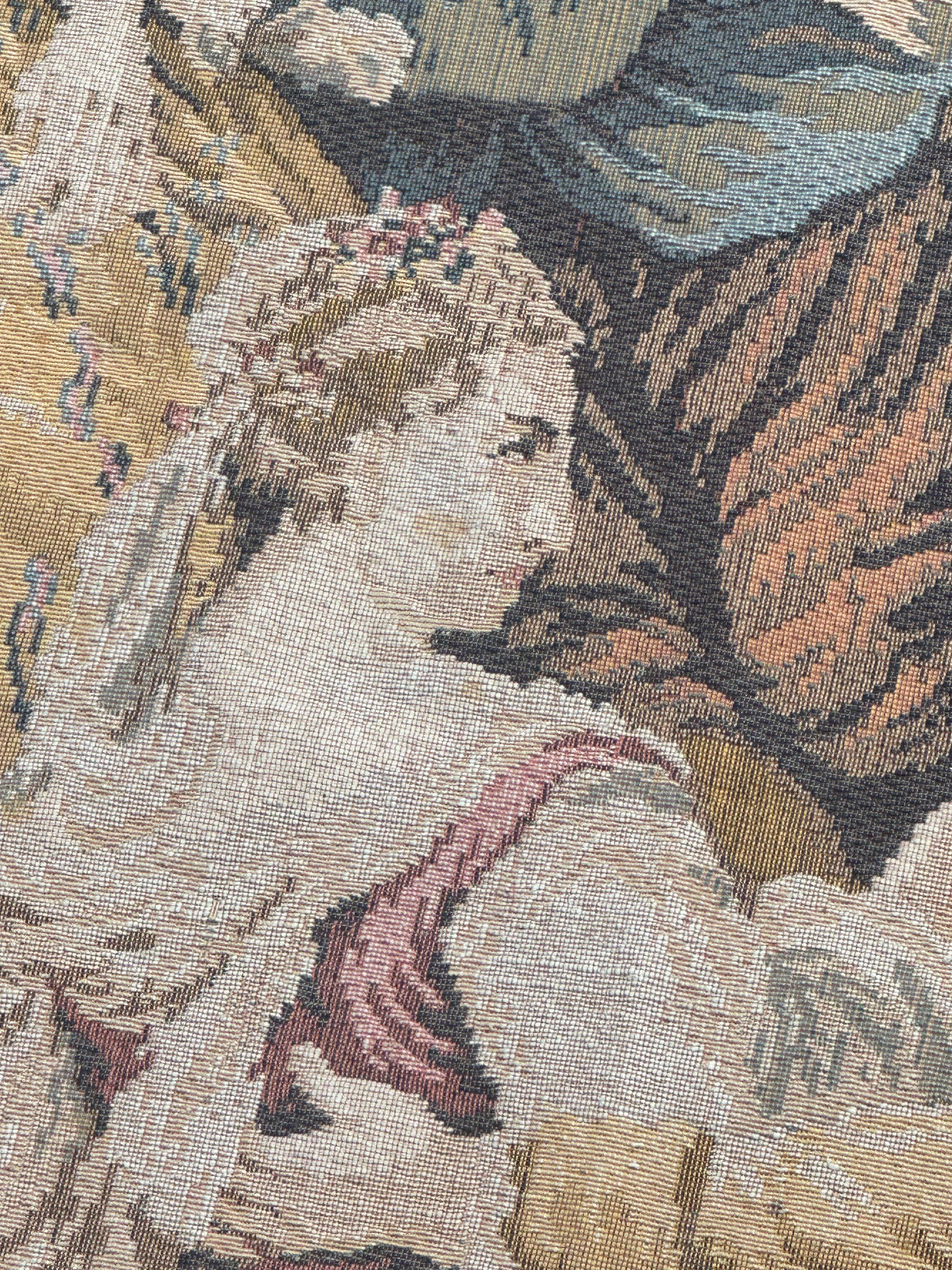 Schöner französischer Jacquard-Wandteppich im Aubusson-Stil, Vintage im Zustand „Gut“ im Angebot in Saint Ouen, FR