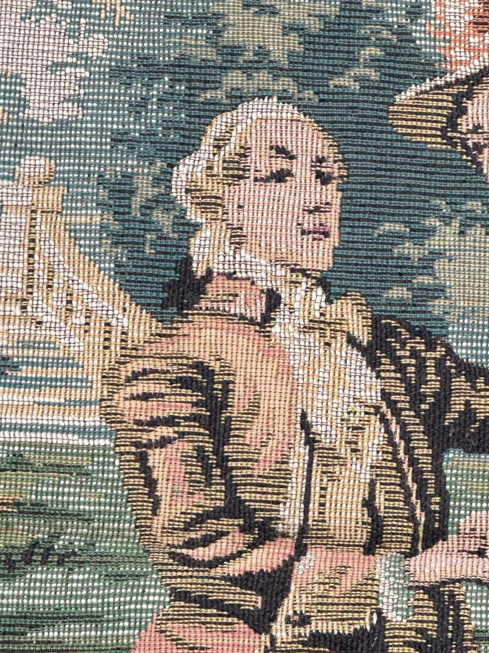 Französischer Jacquard-Wandteppich im Aubusson-Stil im Vintage-Stil (Wolle) im Angebot