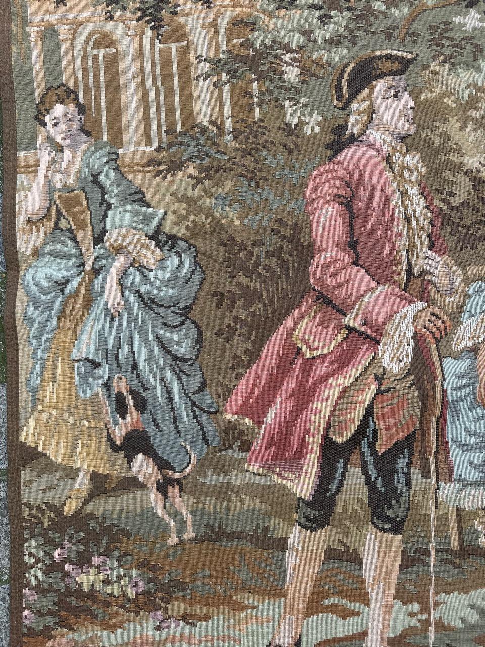 Schöner französischer Jacquard-Wandteppich im Aubusson-Stil, Vintage (20. Jahrhundert) im Angebot