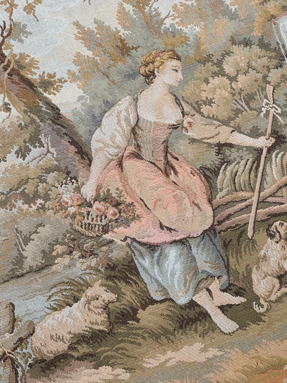 Schöner französischer Jacquard-Wandteppich im Aubusson-Stil, Vintage (20. Jahrhundert) im Angebot
