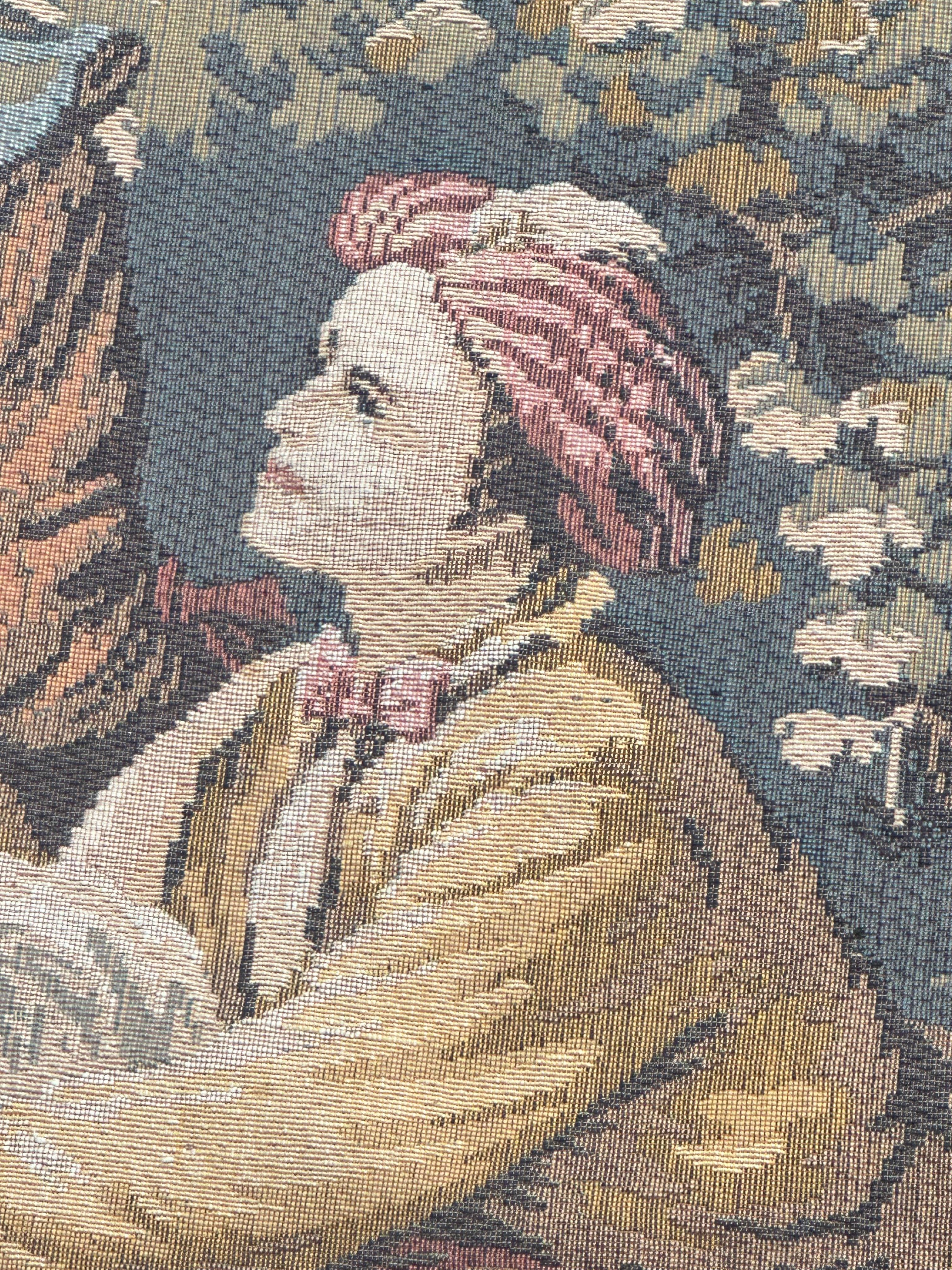Schöner französischer Jacquard-Wandteppich im Aubusson-Stil, Vintage (20. Jahrhundert) im Angebot