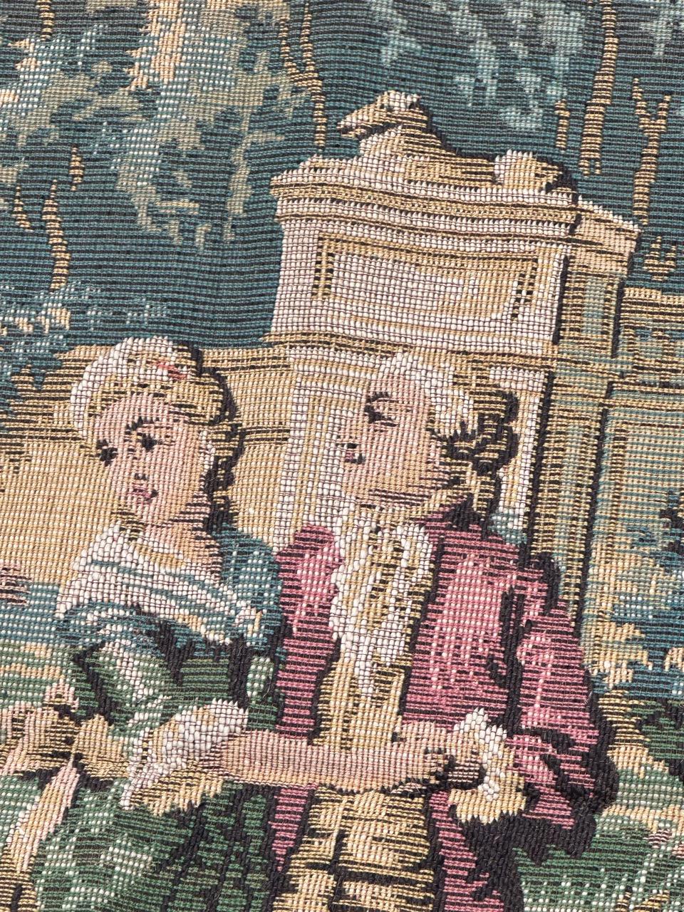 Französischer Jacquard-Wandteppich im Aubusson-Stil im Vintage-Stil im Angebot 1