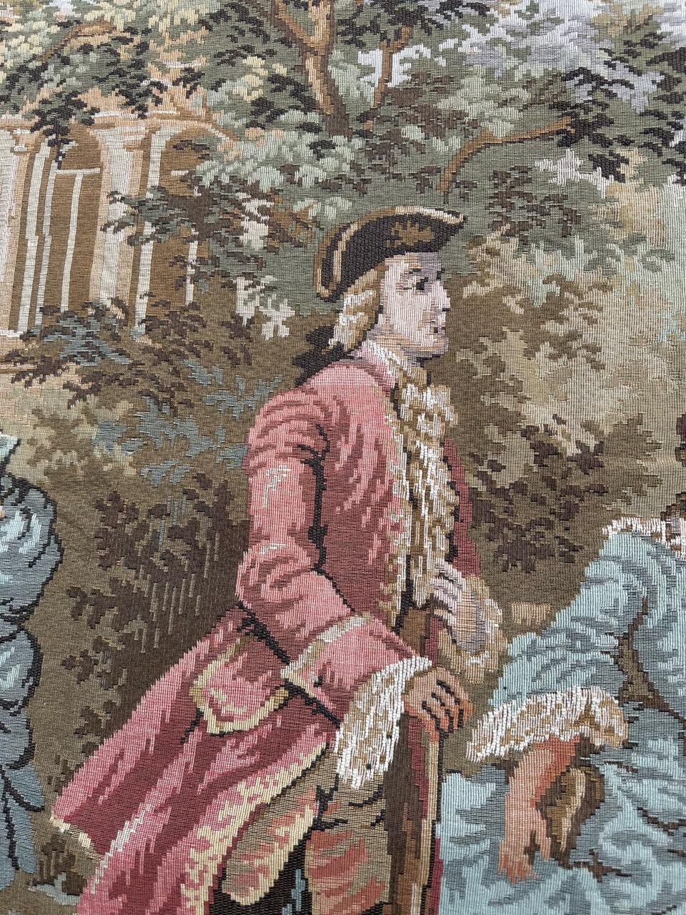 Schöner französischer Jacquard-Wandteppich im Aubusson-Stil, Vintage (Wolle) im Angebot
