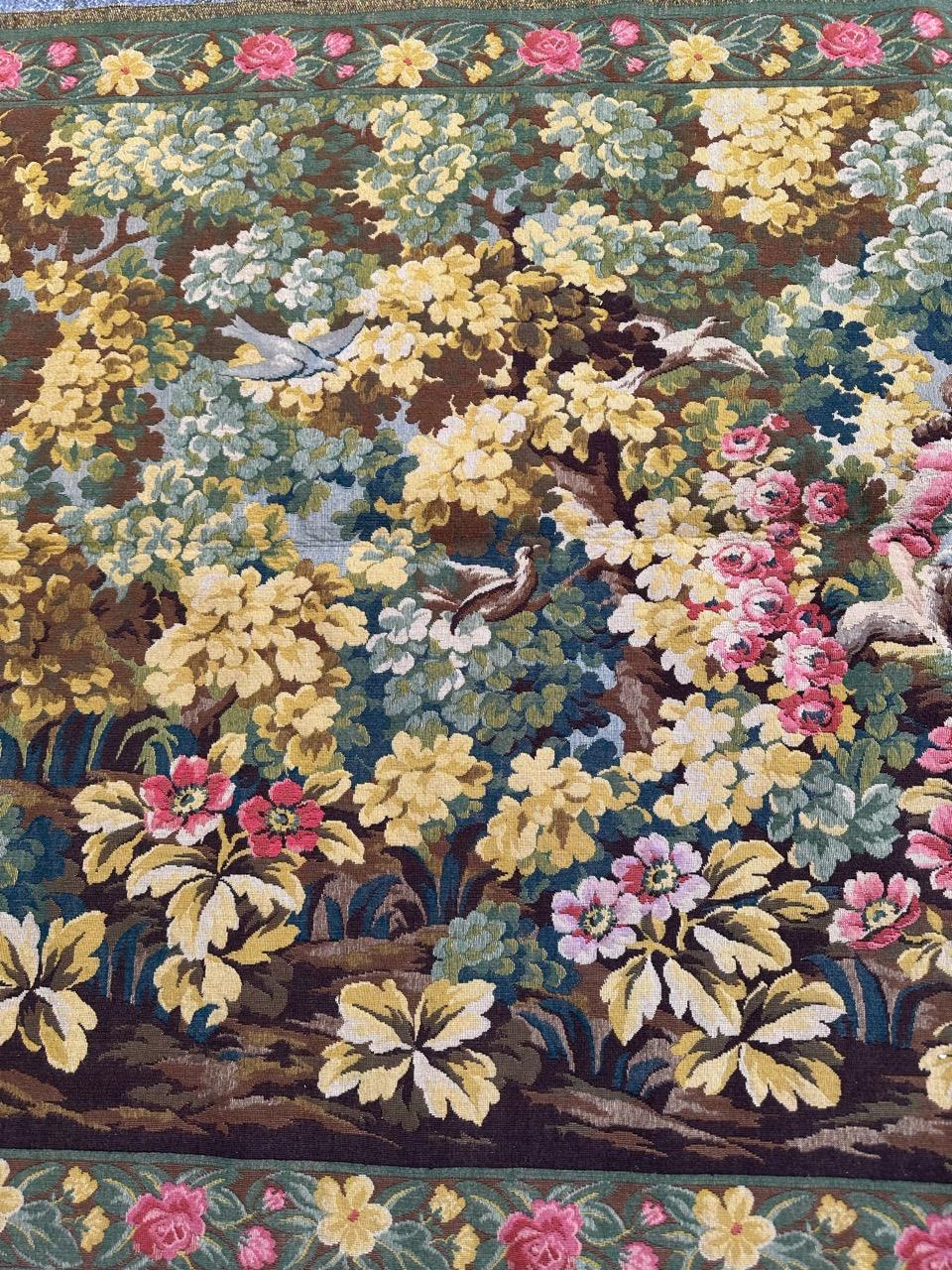 Schöner französischer Jacquard-Wandteppich im Aubusson-Stil im Vintage-Stil im Angebot 1