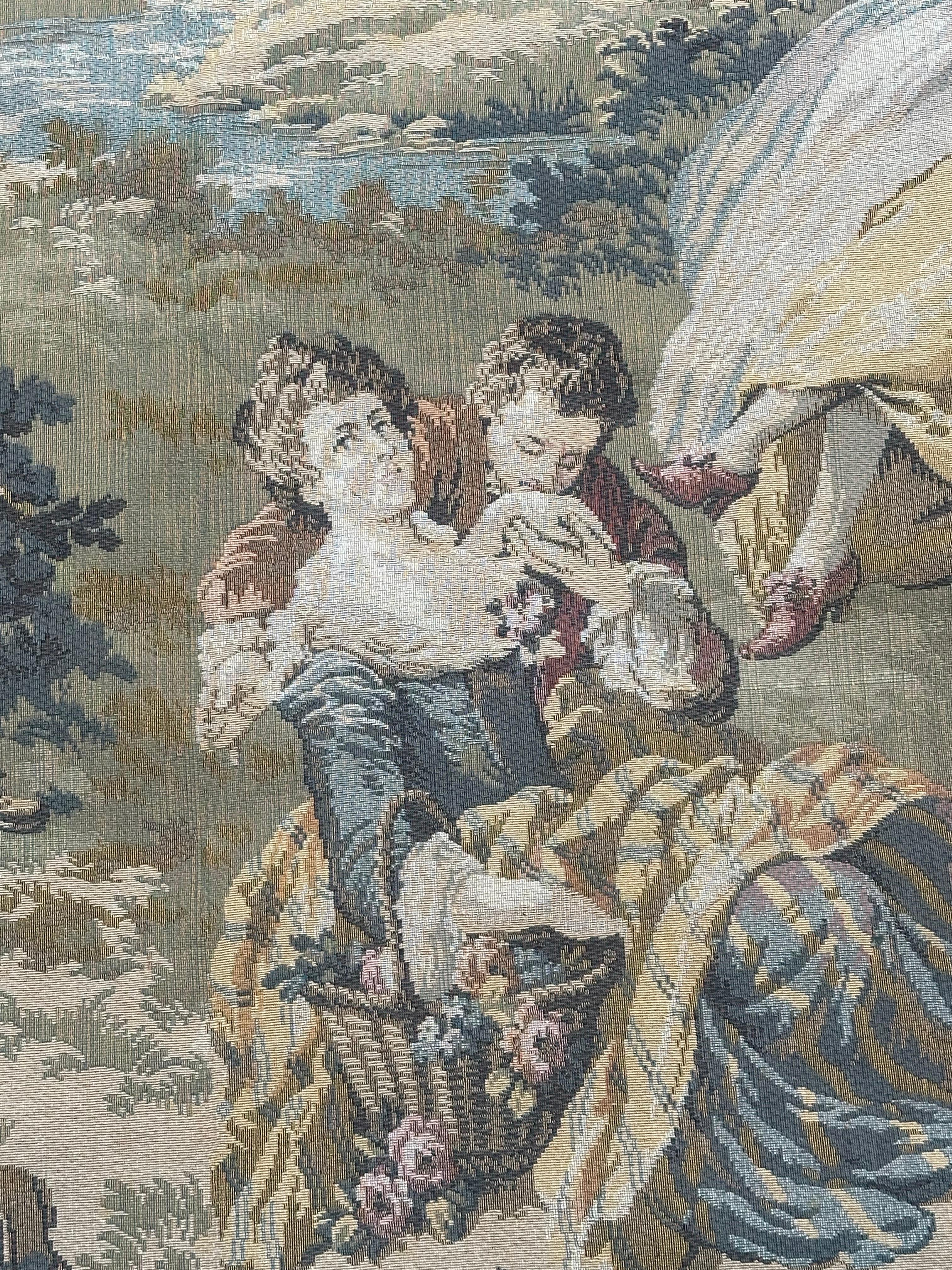 Schöner französischer Jacquard-Wandteppich im Aubusson-Stil, Vintage im Angebot 1