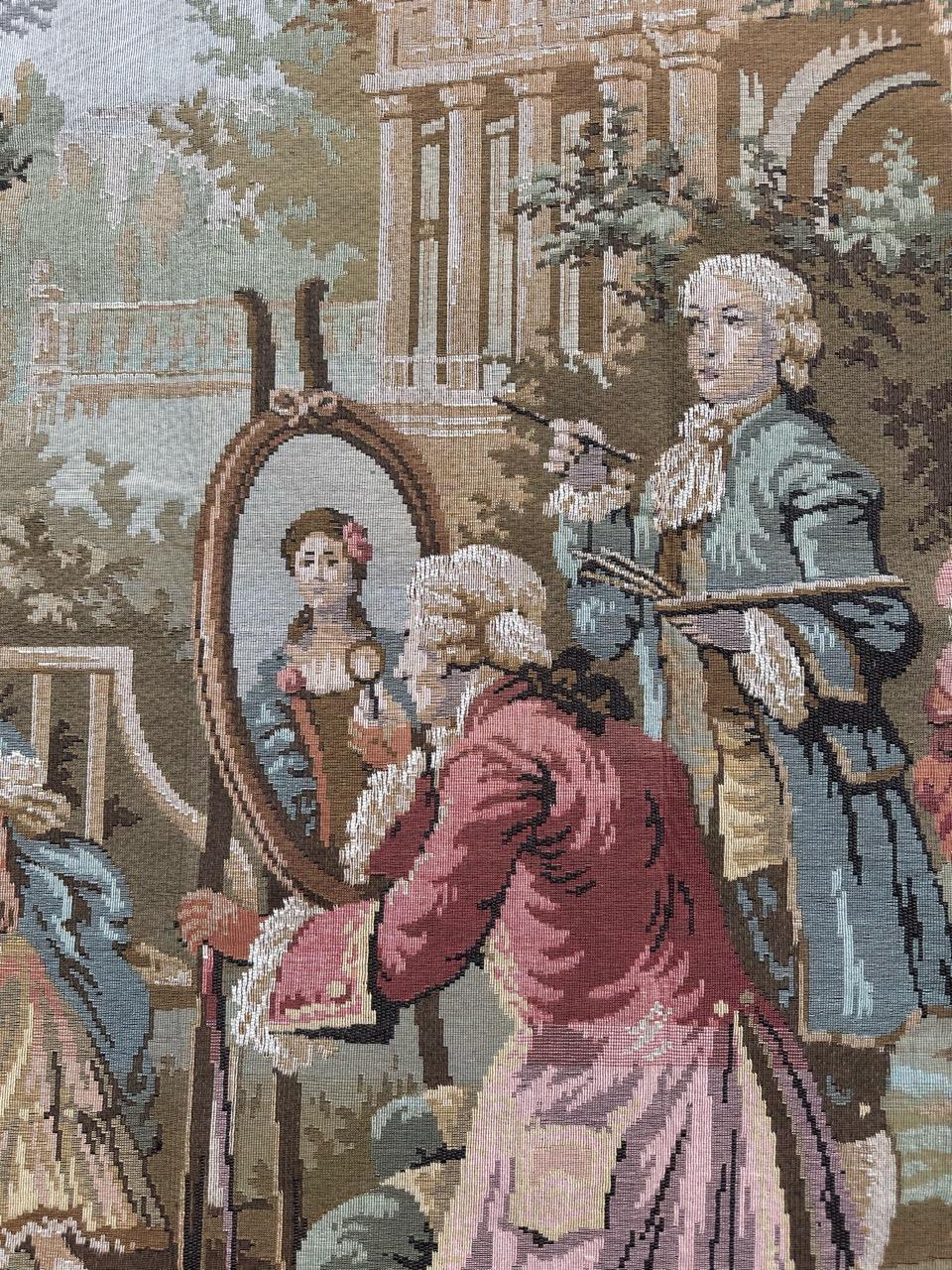 Schöner französischer Jacquard-Wandteppich im Aubusson-Stil, Vintage im Angebot 2