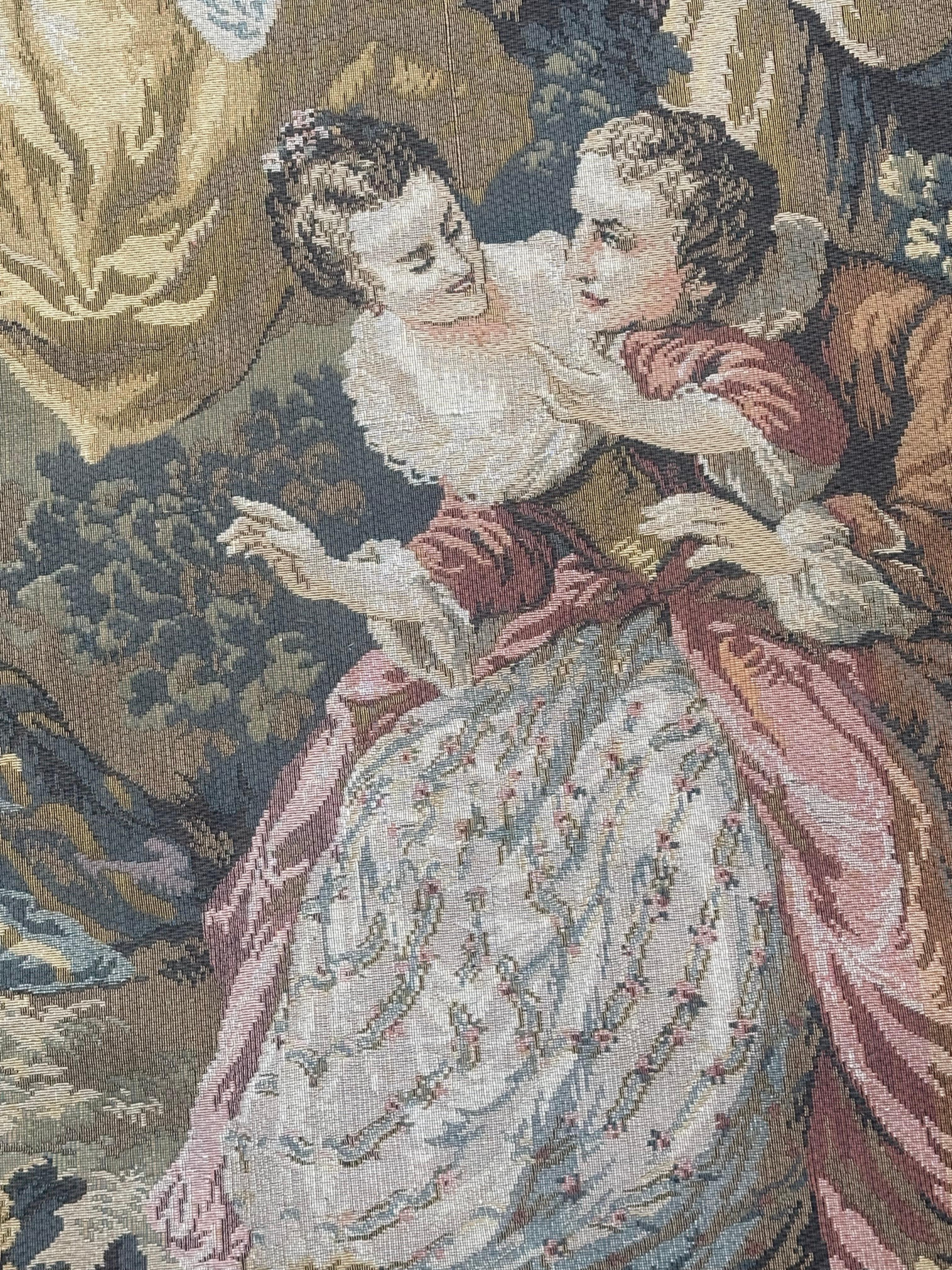Schöner französischer Jacquard-Wandteppich im Aubusson-Stil, Vintage im Angebot 2