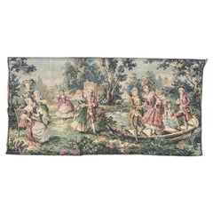 bonito tapiz jacquard francés vintage de estilo Aubusson