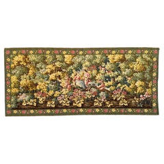 Bonito Tapiz de Jacquard estilo Aubusson francés vintage