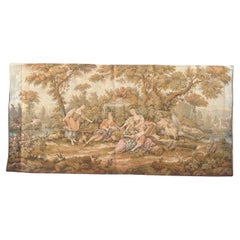 Bonito Tapiz de Jacquard Estilo Aubusson Francés Vintage