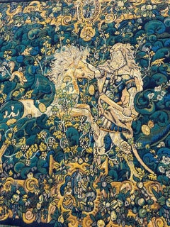 Pretty vintage French Aubusson style Jacquard Tapestry « Hercules and diomedes»
