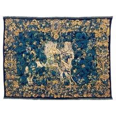 Pretty vintage French Aubusson style Jacquard Tapestry « Hercules and diomedes»