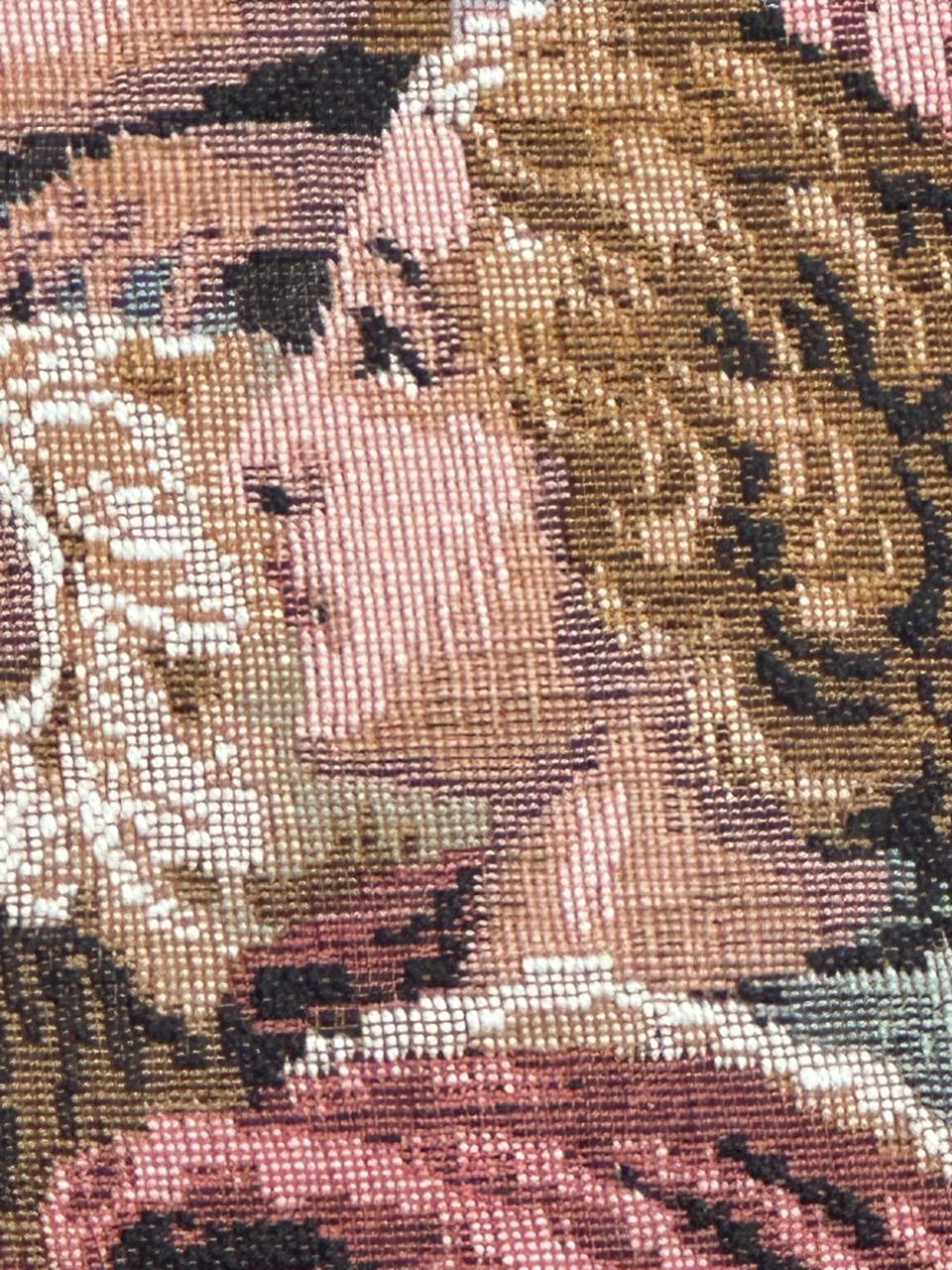 Grazioso arazzo jacquard francese d'epoca in stile Aubusson  