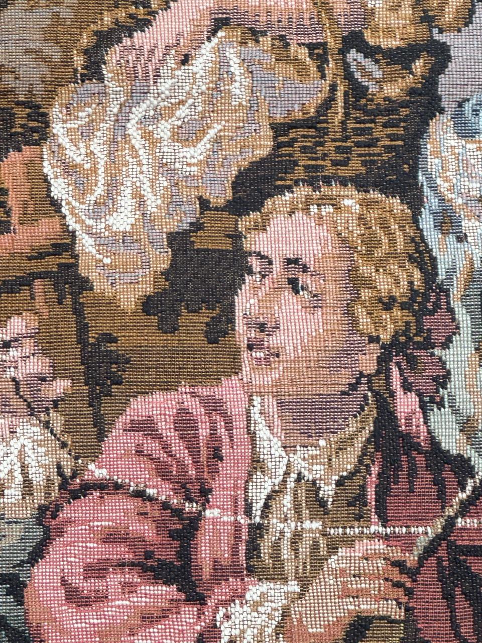 XX secolo Grazioso arazzo jacquard francese d'epoca in stile Aubusson  