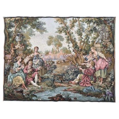 Schöner französischer Jacquard-Wandteppich im Aubusson-Stil, Vintage  " Jagd und Fischerei "