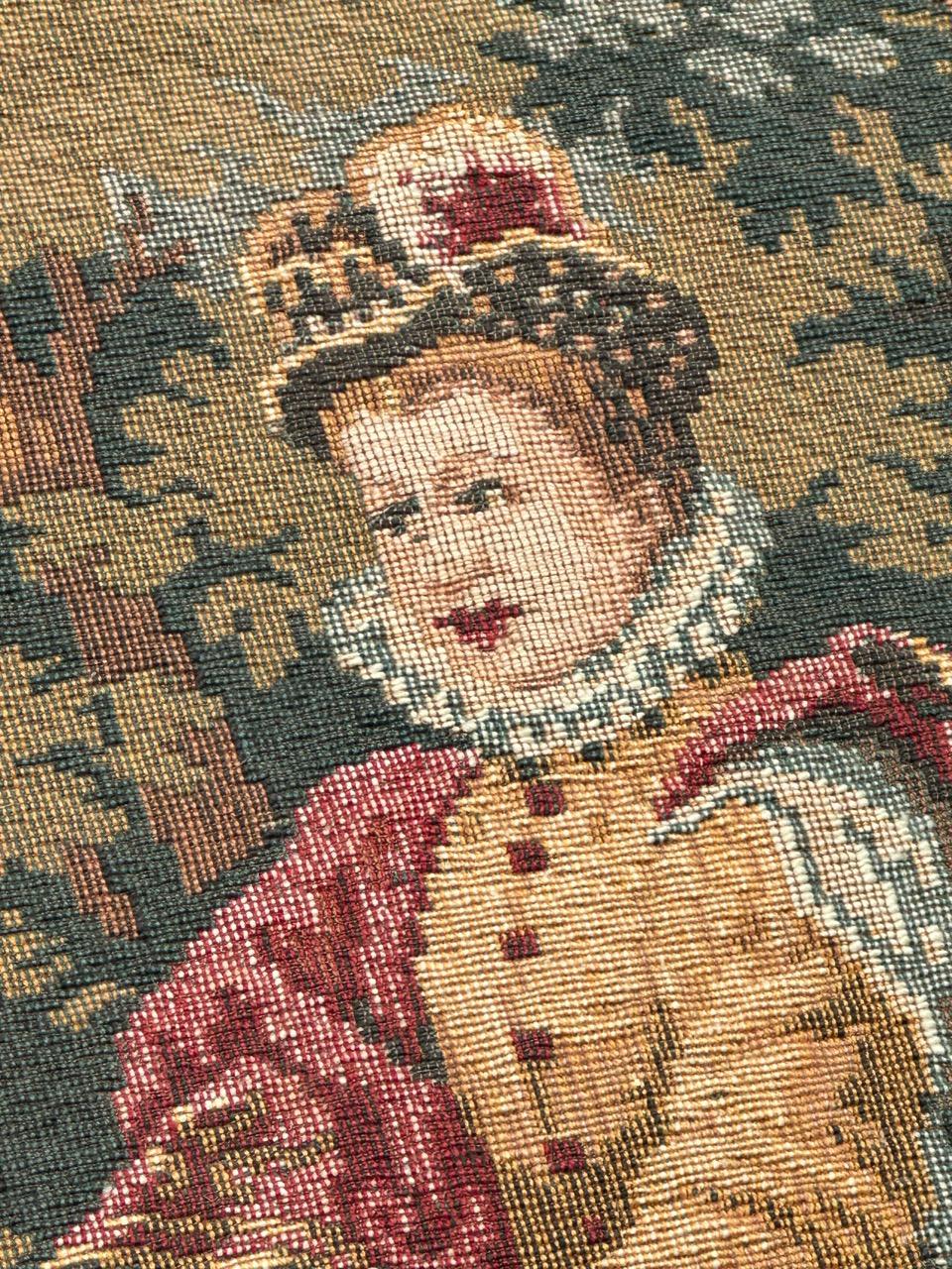 Schöner französischer Jacquard-Wandteppich im Aubusson-Stil im Aubusson-Stil „Hunting with hounds“ im Angebot 6