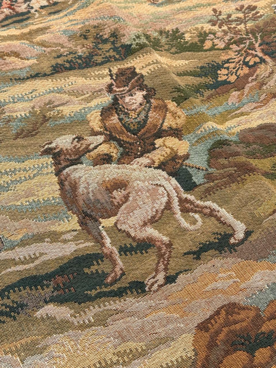 Schöner französischer Jacquard-Wandteppich im Aubusson-Stil im Aubusson-Stil „Hunting with hounds“ im Angebot 2