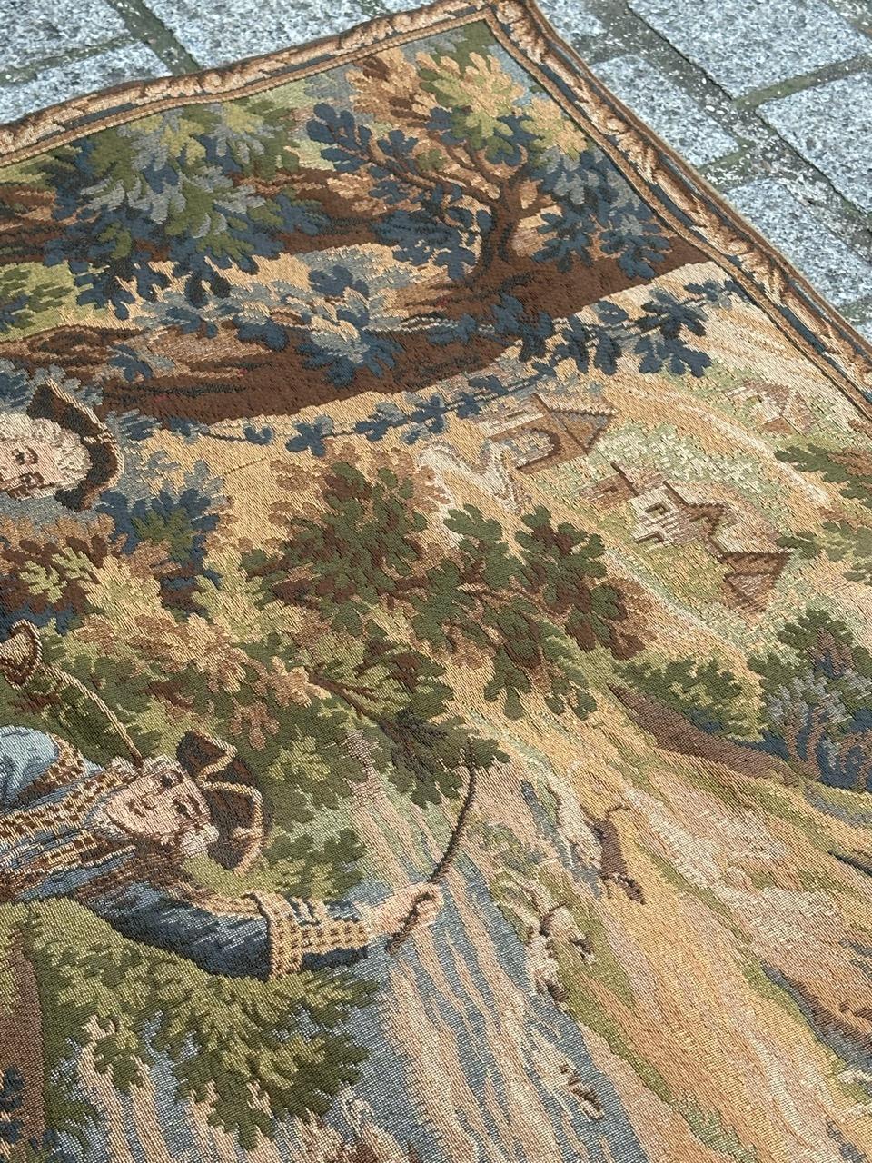Grazioso arazzo jacquard francese d'epoca in stile Aubusson 
