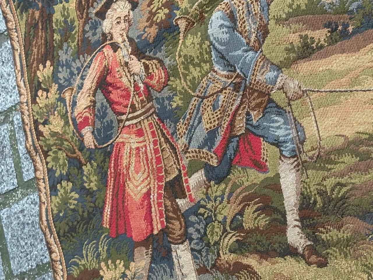 Grazioso arazzo jacquard francese d'epoca in stile Aubusson 