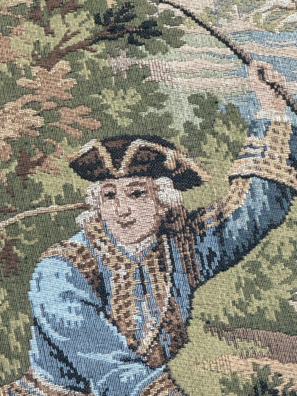 Grazioso arazzo jacquard francese d'epoca in stile Aubusson 