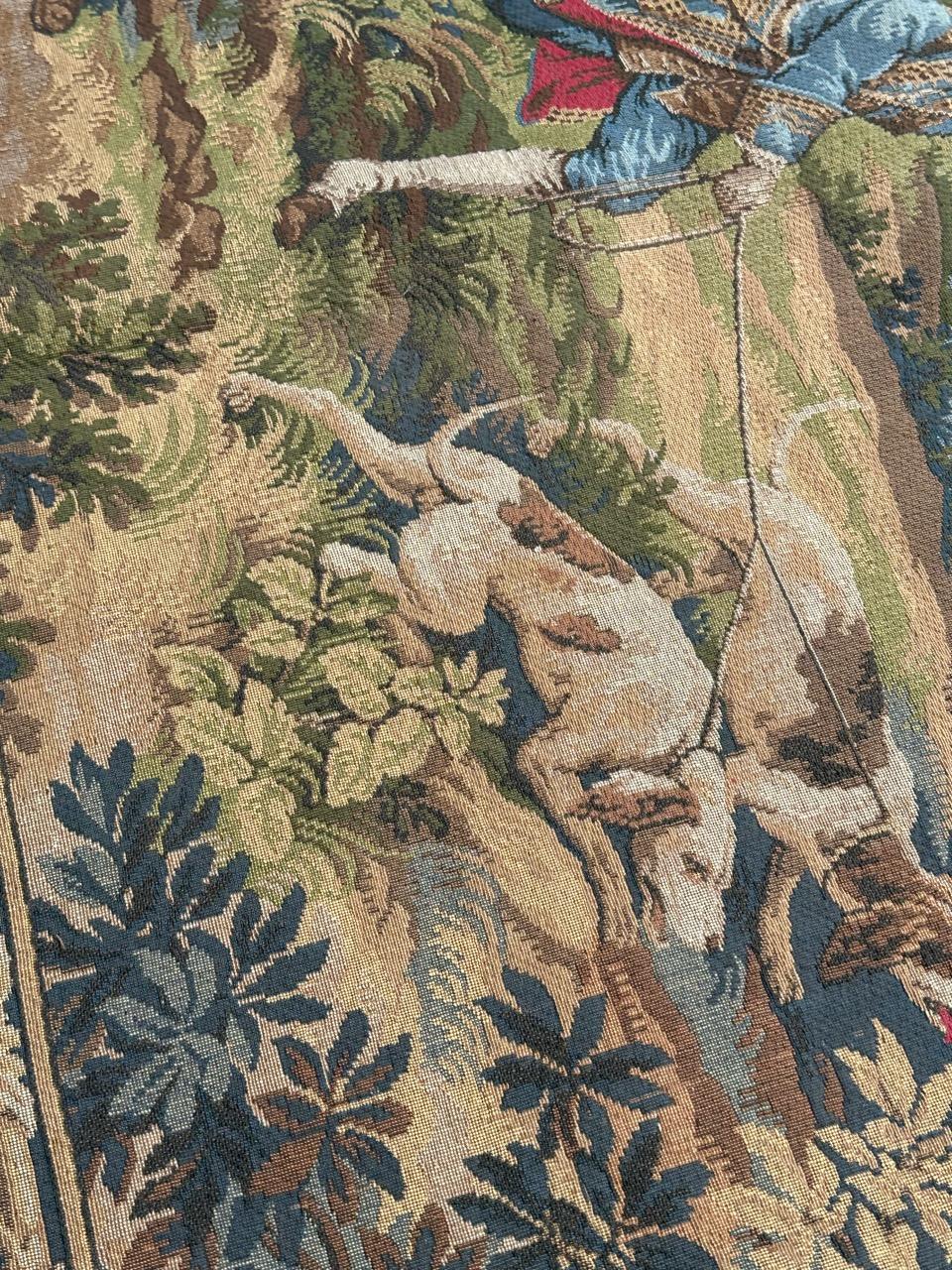 Grazioso arazzo jacquard francese d'epoca in stile Aubusson 