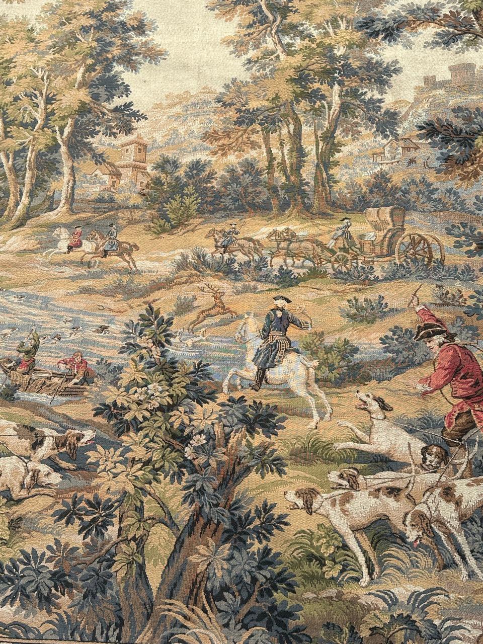 Grazioso arazzo jacquard francese d'epoca in stile Aubusson 