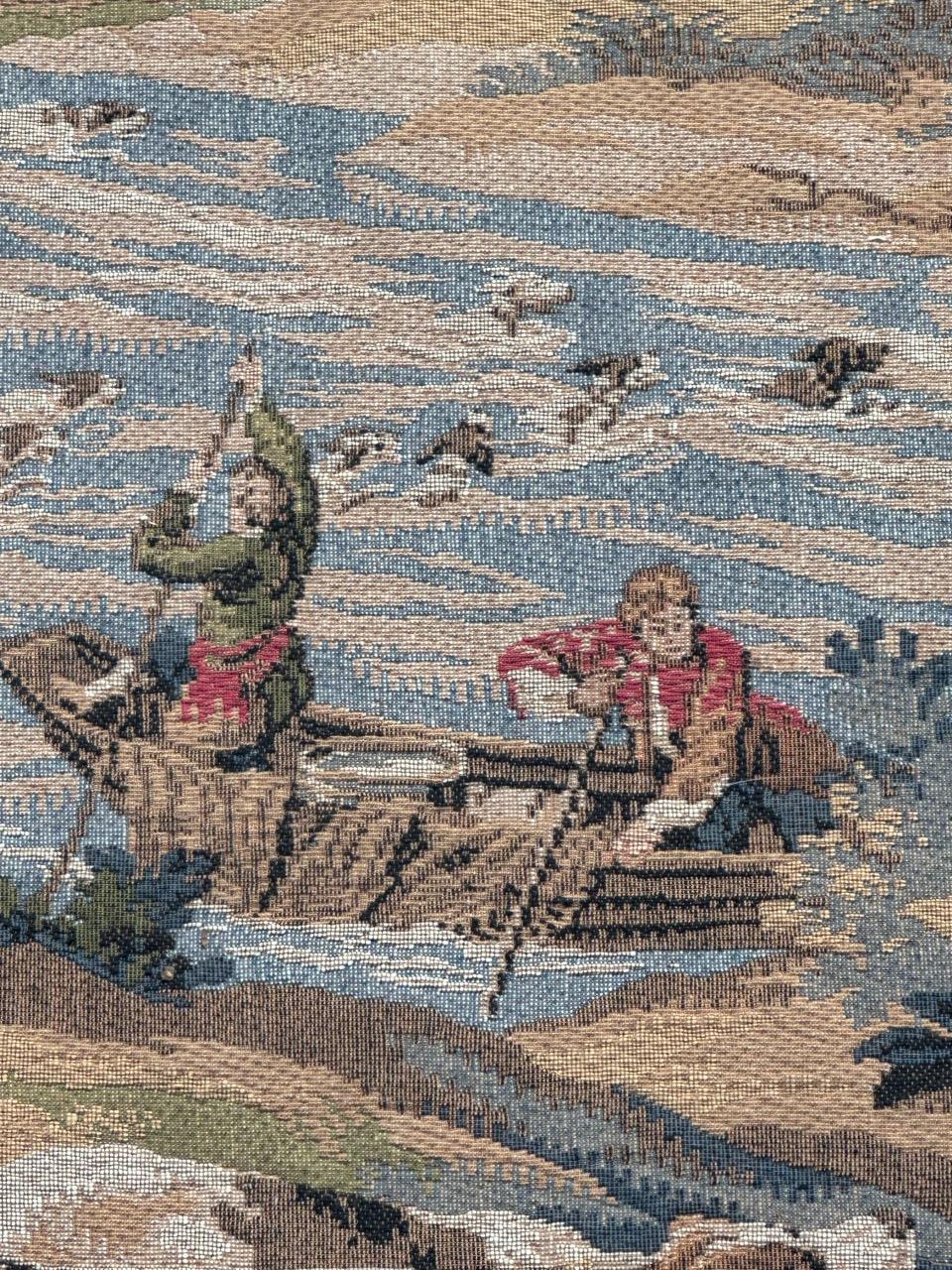 Grazioso arazzo jacquard francese d'epoca in stile Aubusson 