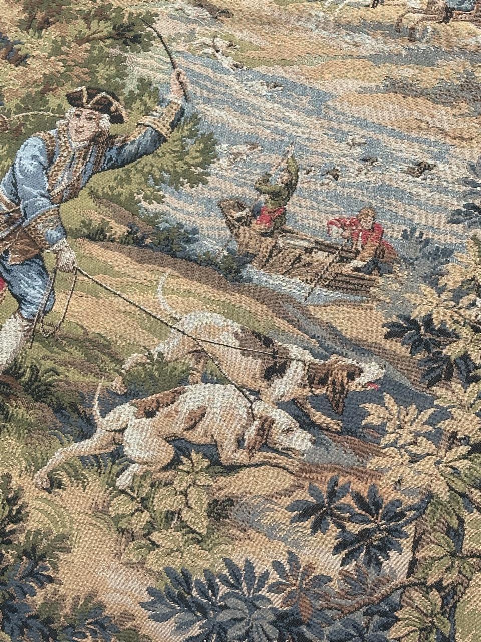Grazioso arazzo jacquard francese d'epoca in stile Aubusson 