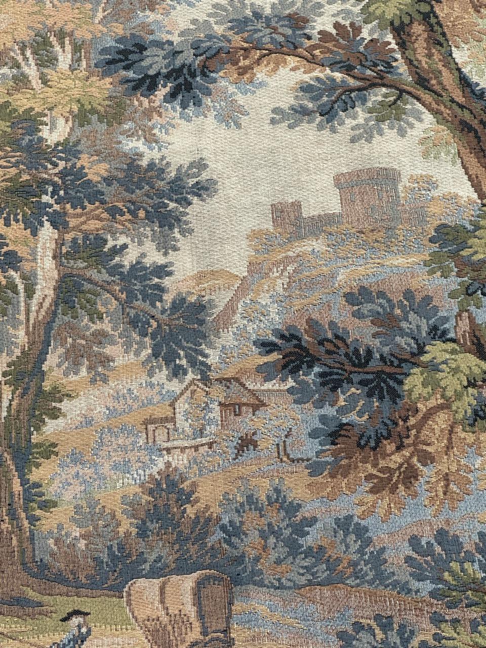 Grazioso arazzo jacquard francese d'epoca in stile Aubusson 